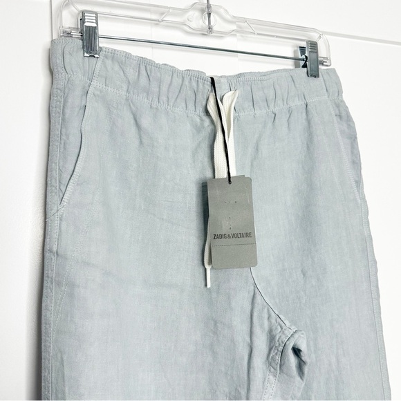 Zadig & Voltaire Pixels Linen Regular Fit Drawstring Pants 36 XS Blue luxury - Picture 7 of 16